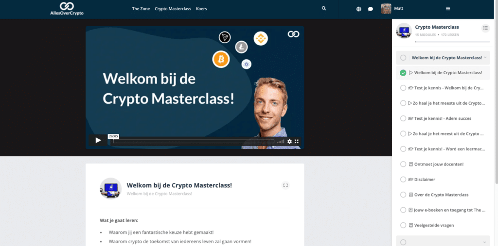 welkom Crypto Masterclass