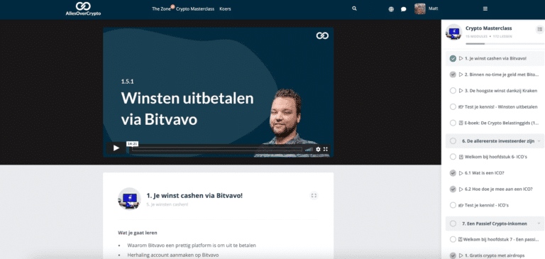 Winst uitbetalen Crypto Masterclass